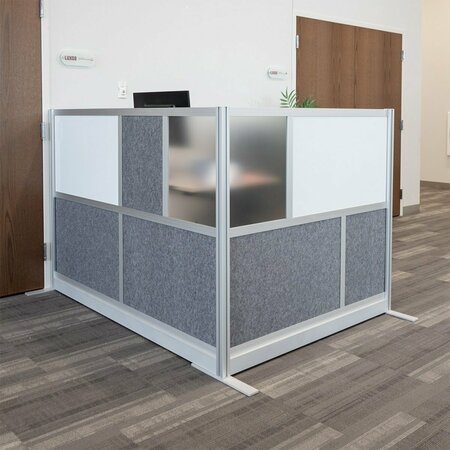 LUXOR Modular Room Divider Wall System - 53in. x 48in. Starter Wall - Silver Frame, Whiteboard MW-5348-FWCG